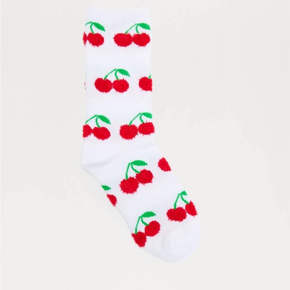 Brand *NEW* Cherry Print Crew Socks - Picture 2 of 2